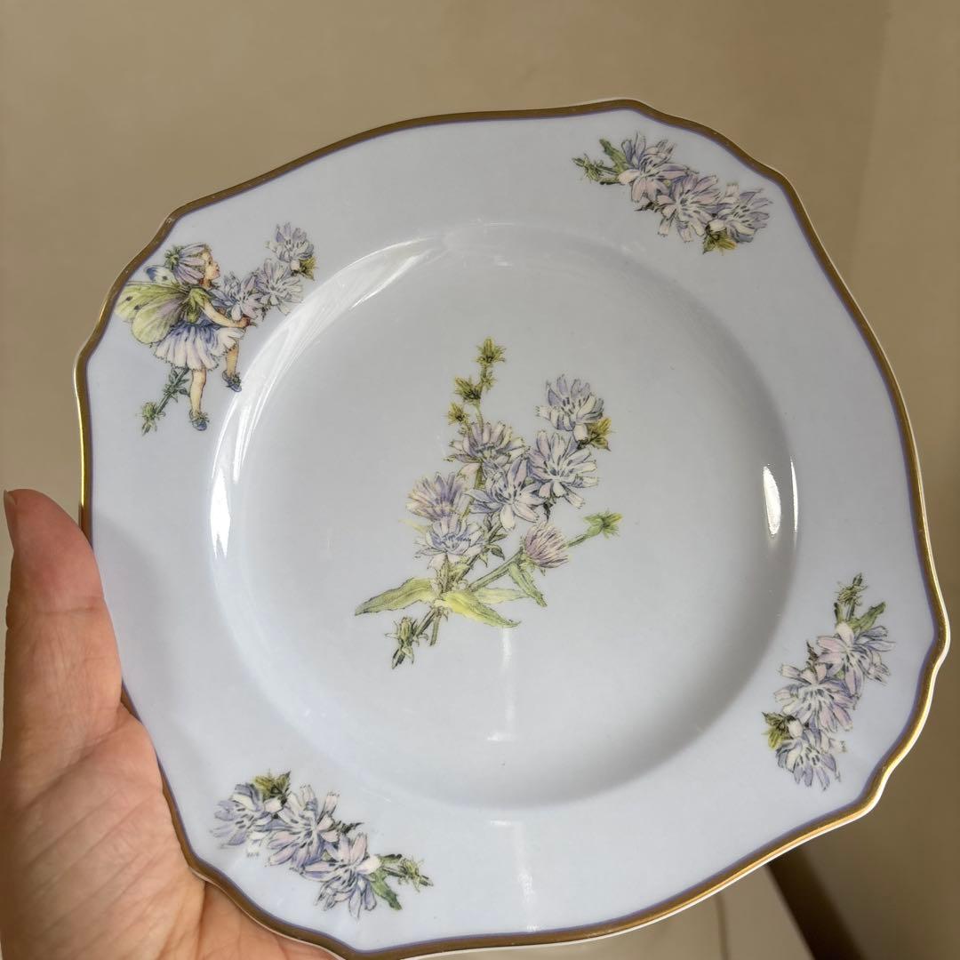 廃盤品★ナルミ　ボーンチャイナ　フラワーフェアリーズ　スクエア ケーキ皿　5枚