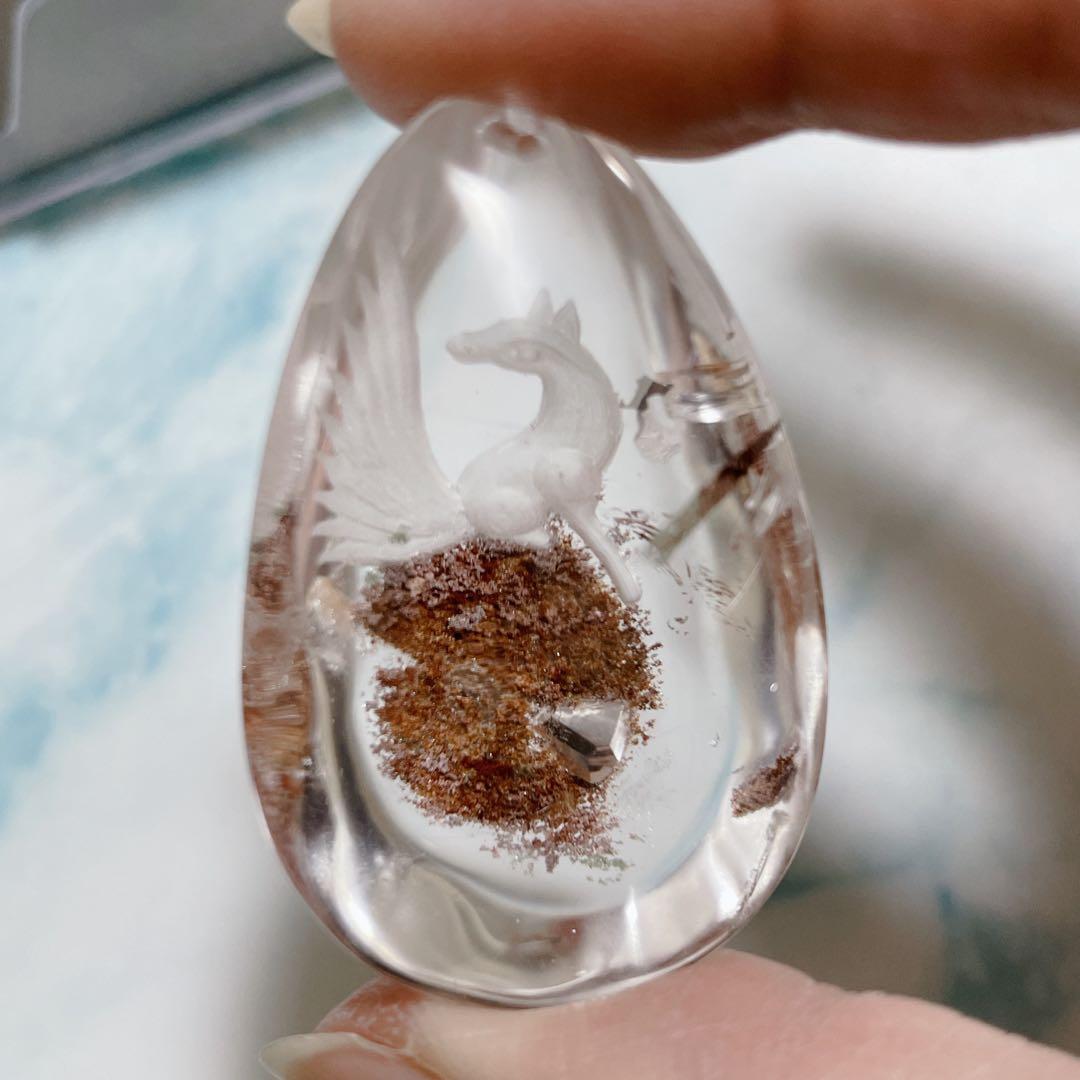 九尾の狐 狐 ガーデンクォーツ 稲荷 ペンダント トップ クォーツインクォーツ