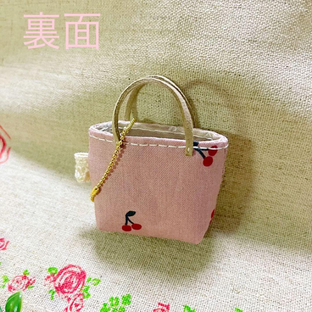 No.2202-25 ミニチュアトートサシェ（香り袋）くすみピンク＊さくらんぼ