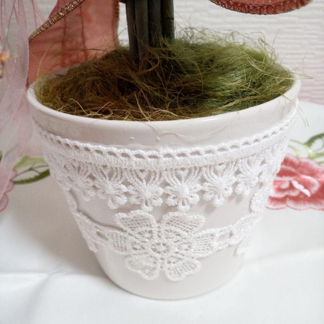 粘土の花　　トピアリー　バラ、ガーベラ