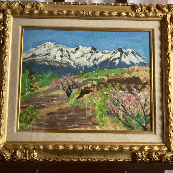 片山芳樹　五月の木曽御岳　油彩　一点もの