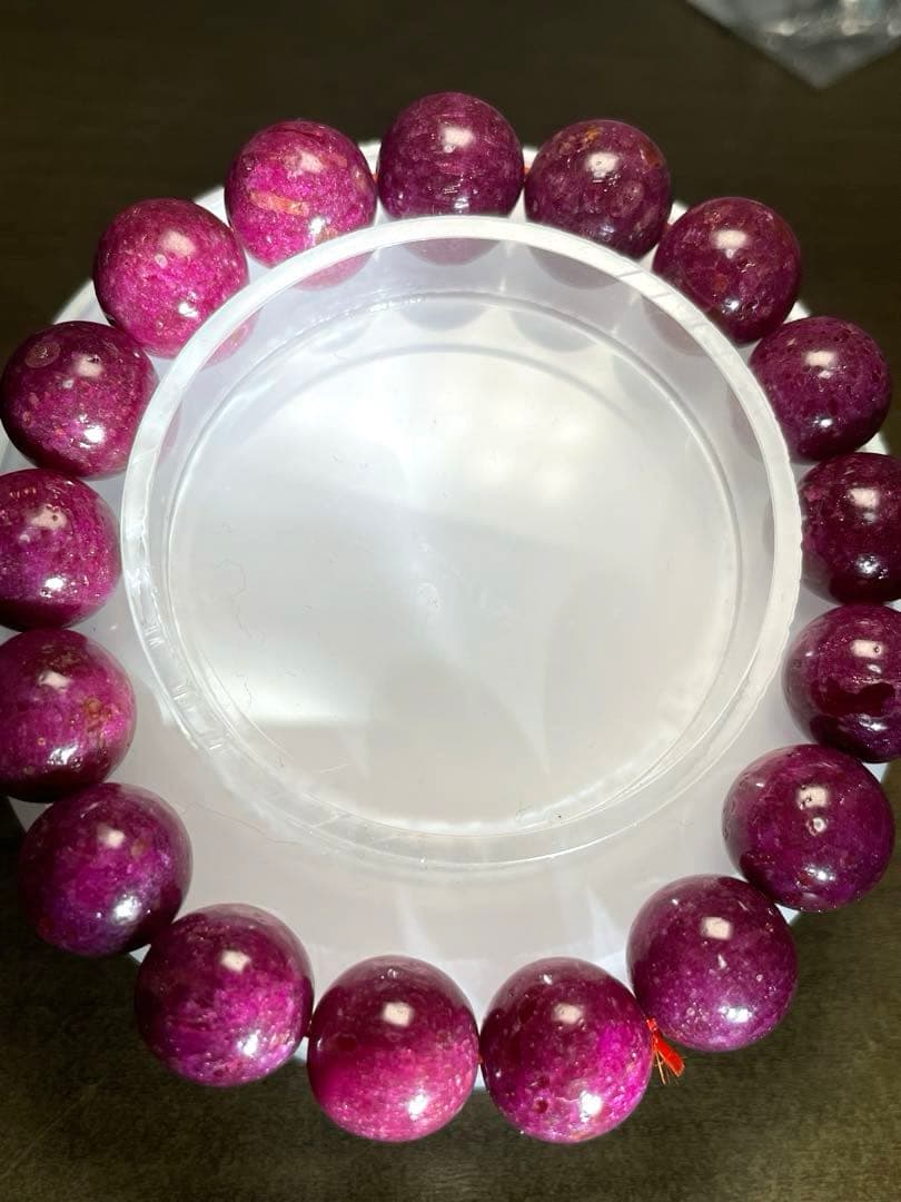 天然石ルビーブレス約12.4㎜大玉（新品）高品質「宝石の女王」一点限濃いピンク