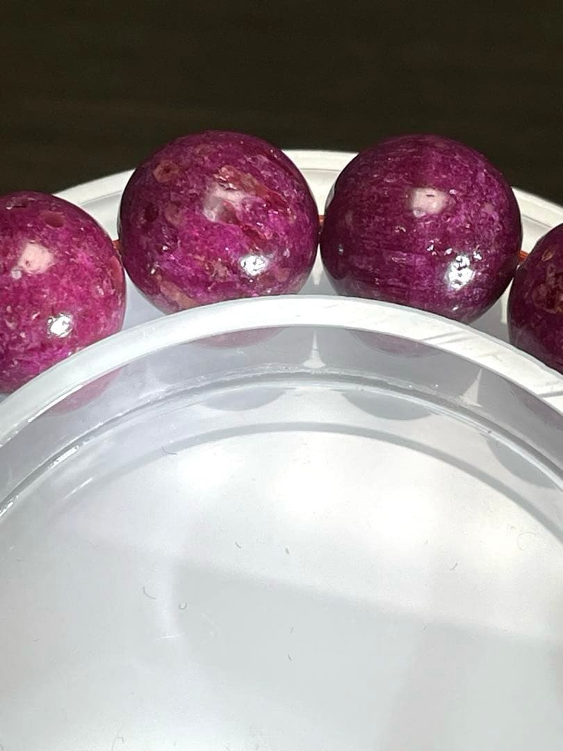 天然石ルビーブレス約12.4㎜大玉（新品）高品質「宝石の女王」一点限濃いピンク