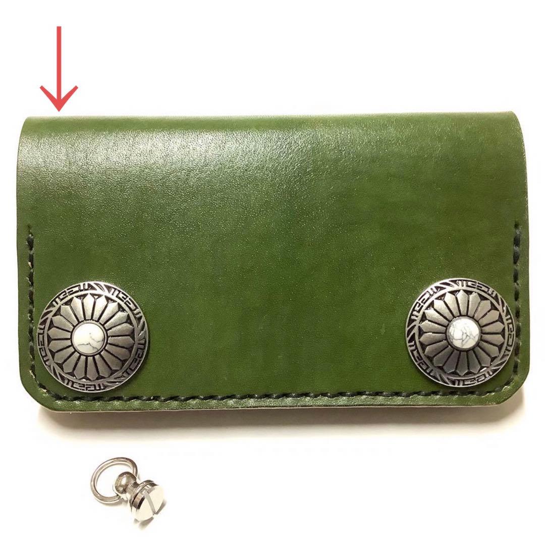 ハンドメイド 牛革 丘染め 国産レザー ヌメ革 ミドルトラッカーウォレット