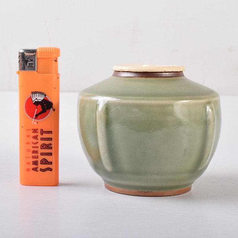 中国　龍泉窯　青磁　茶入　時代箱付　V　7316