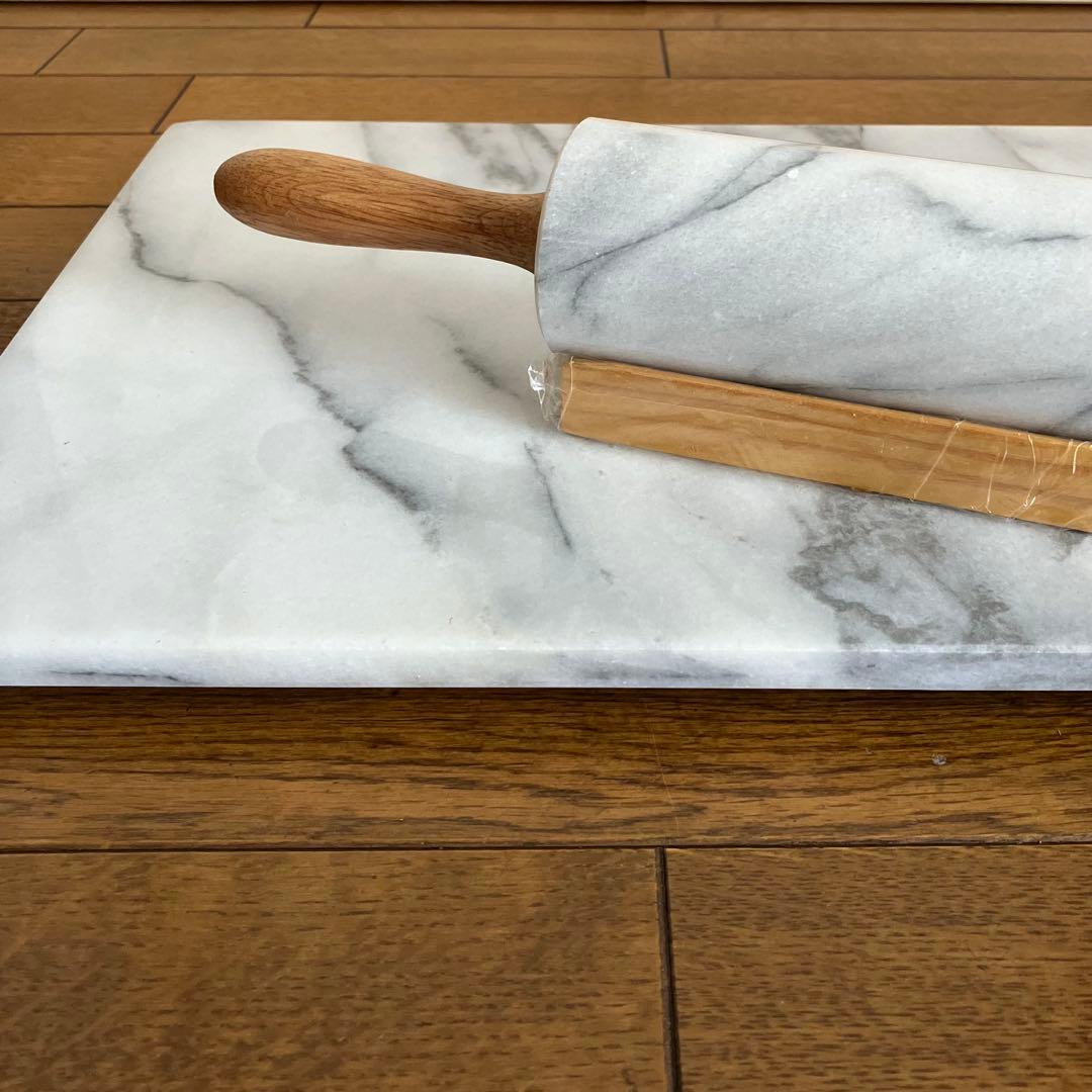 大理石 ペストリーボード のし台(めん台)と回転式麺棒セット