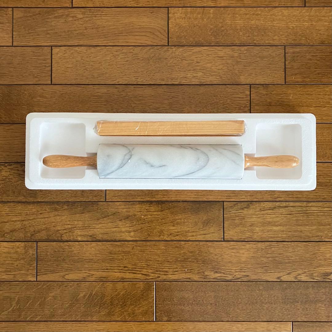 大理石 ペストリーボード のし台(めん台)と回転式麺棒セット