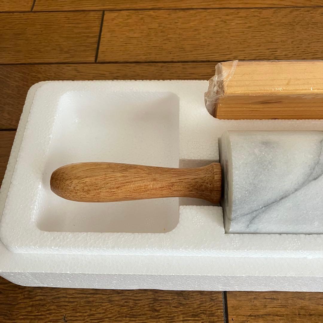 大理石 ペストリーボード のし台(めん台)と回転式麺棒セット