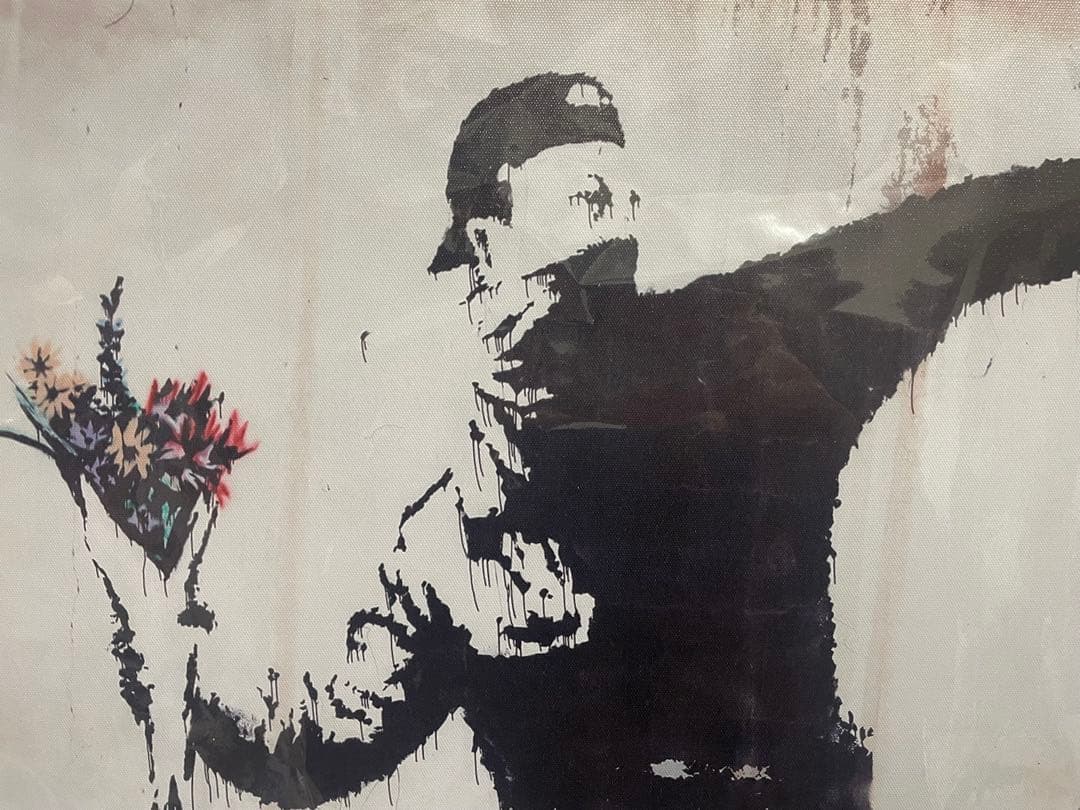 バンクシー 花束を投げる男 絵画 アートパネル
