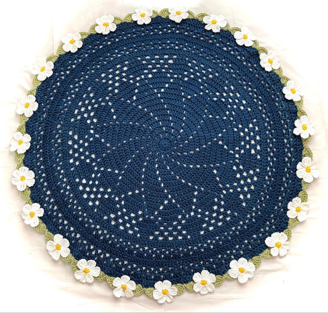 【新作】デイジー 花束ブランケット 大判94cm｜透かし編み ひざ掛け