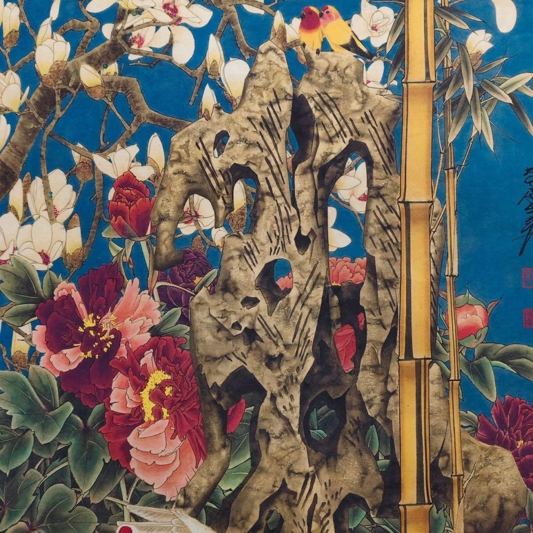 张大千 鹤 中国画 掛け軸 水墨画 和室 玄関 茶室 壁掛け 美術品