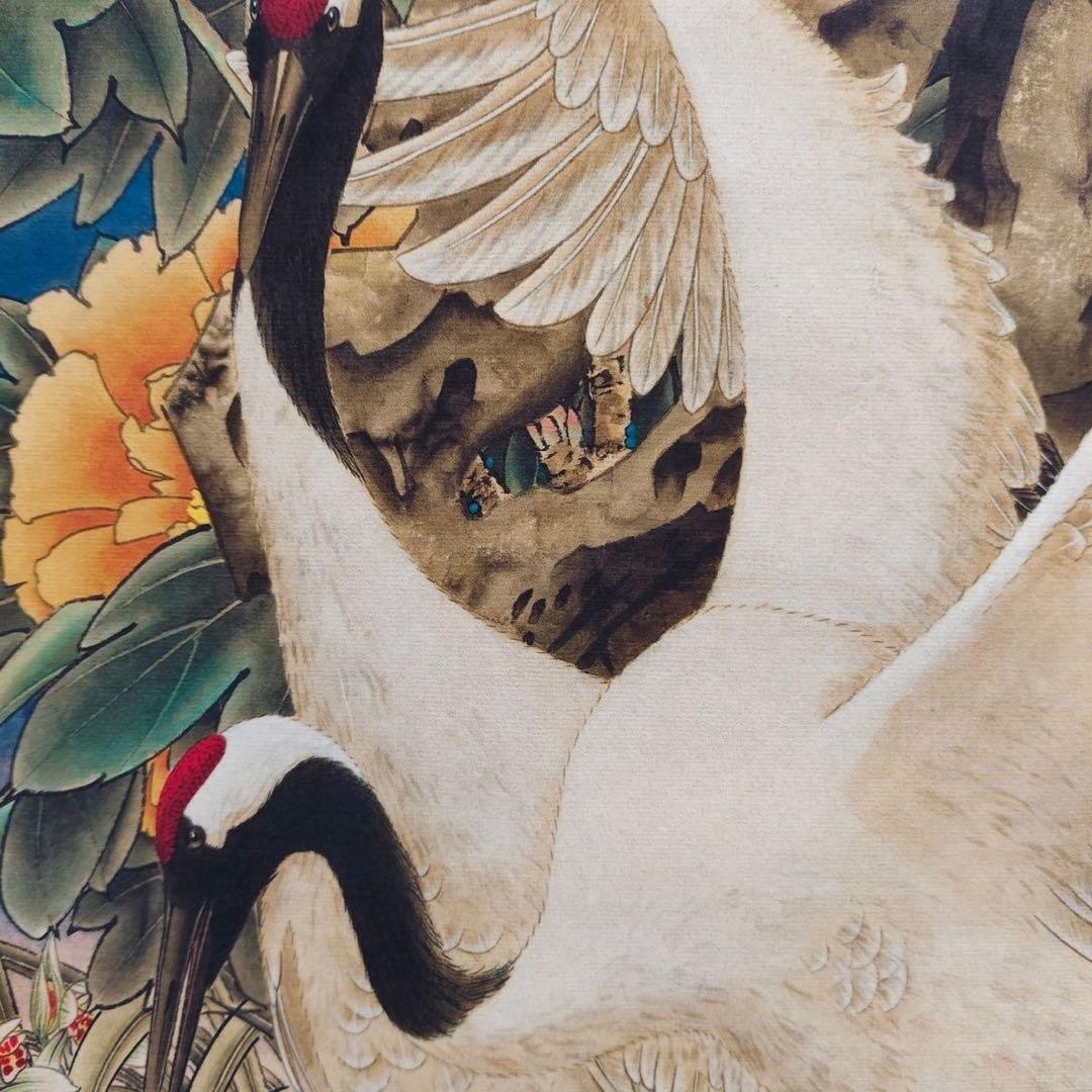 张大千 鹤 中国画 掛け軸 水墨画 和室 玄関 茶室 壁掛け 美術品