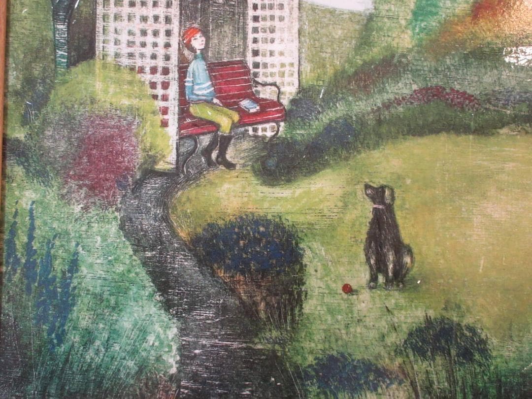 ゲルアートフレーム・ジョー ラム「シークレット ガーデン」【風景・海・犬】　軽量