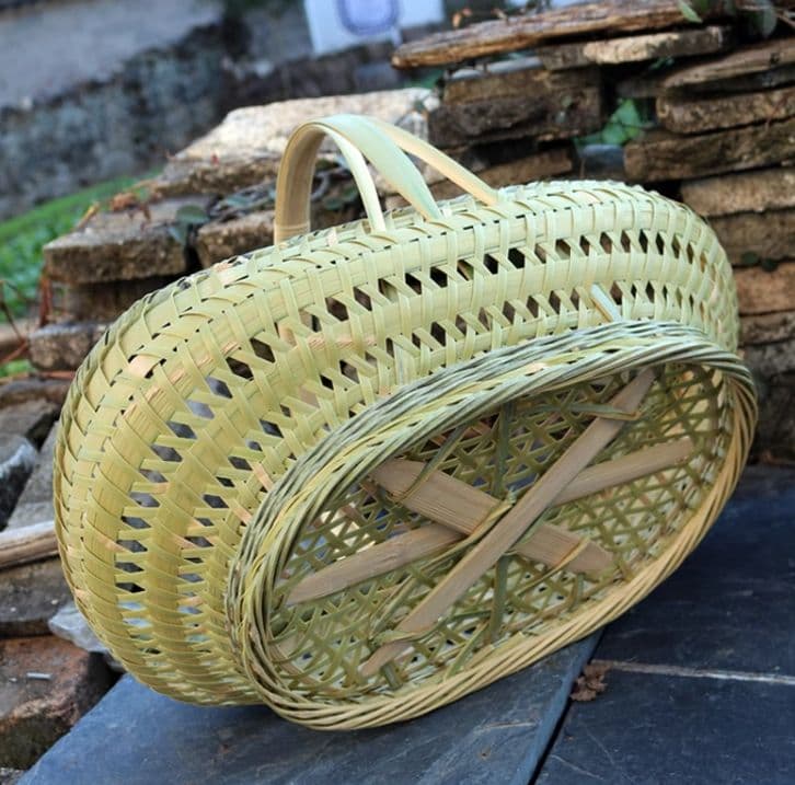 竹細工 極上品かご 収納 手作工芸品 市場かご 手提かご 買い物かご