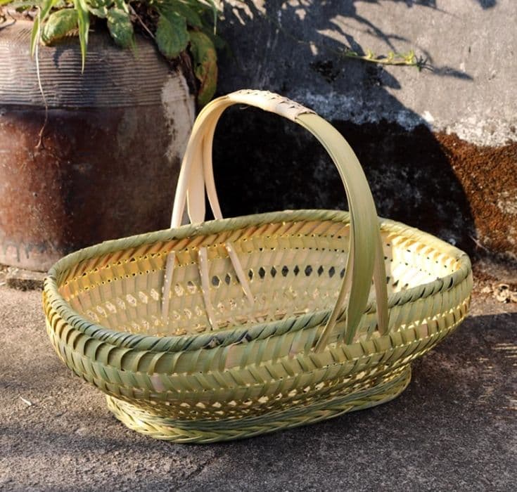 竹細工 極上品かご 収納 手作工芸品 市場かご 手提かご 買い物かご