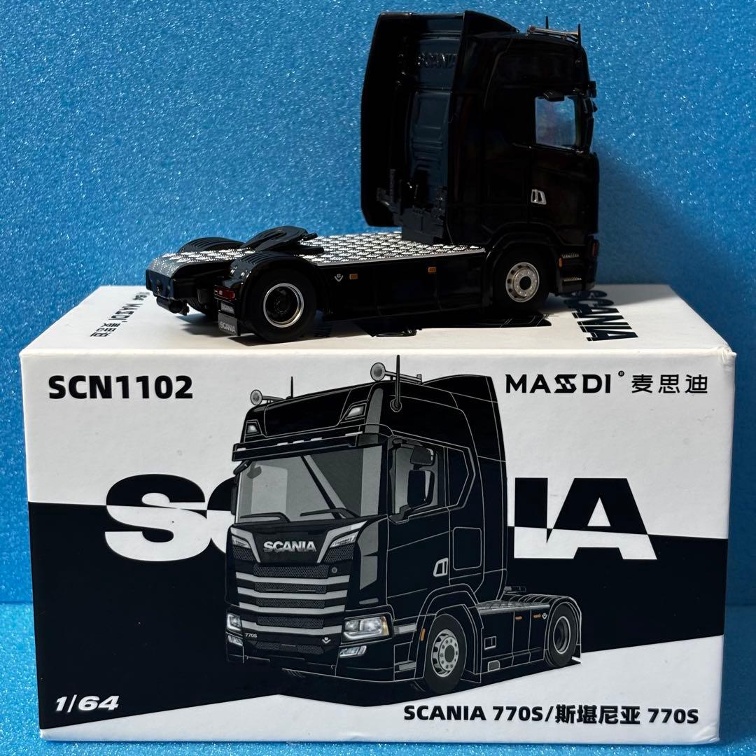 1/64 マスディ　スカニア　トラック　トレーラーヘッド　ミニカー　ブラック　黒
