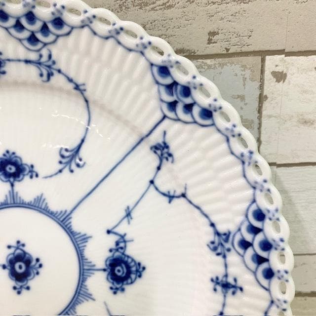 【美品】ロイヤルコペンハーゲン ブルーフルーテッド プレート フルレース 皿