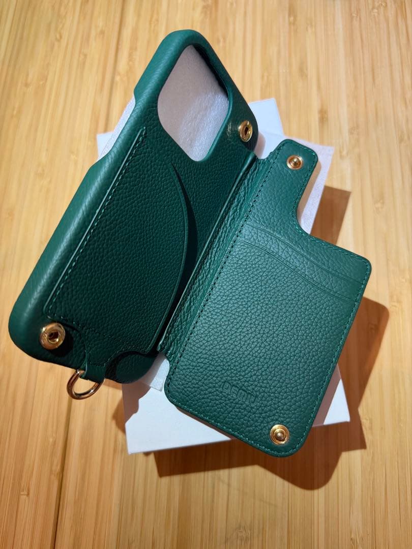 DEMIU 手帳型 iPhoneケース グリーン　15Pro