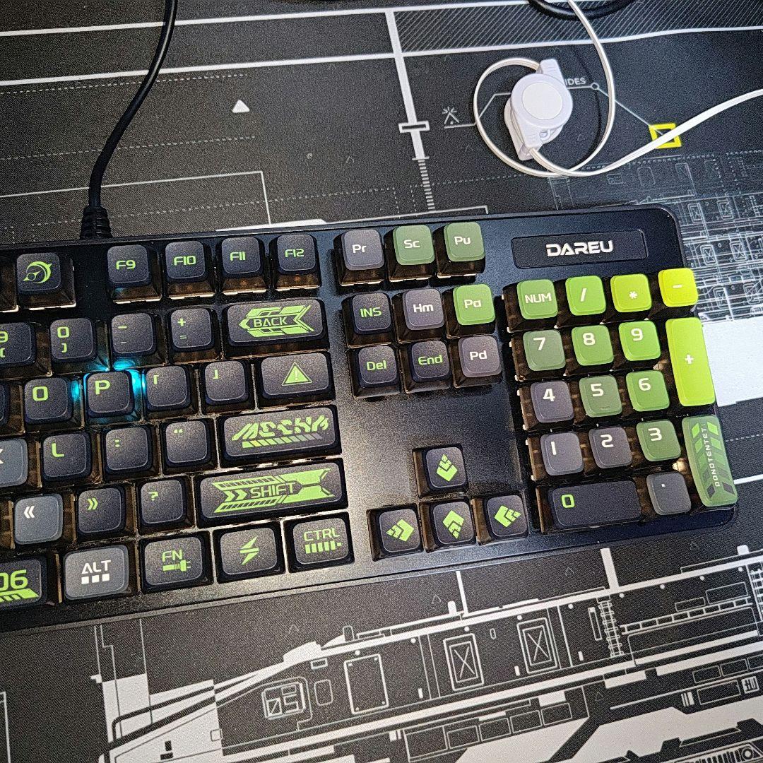 DAREU 緑 LK175 黒軸 RGB 単色 ゲーミングキーボード