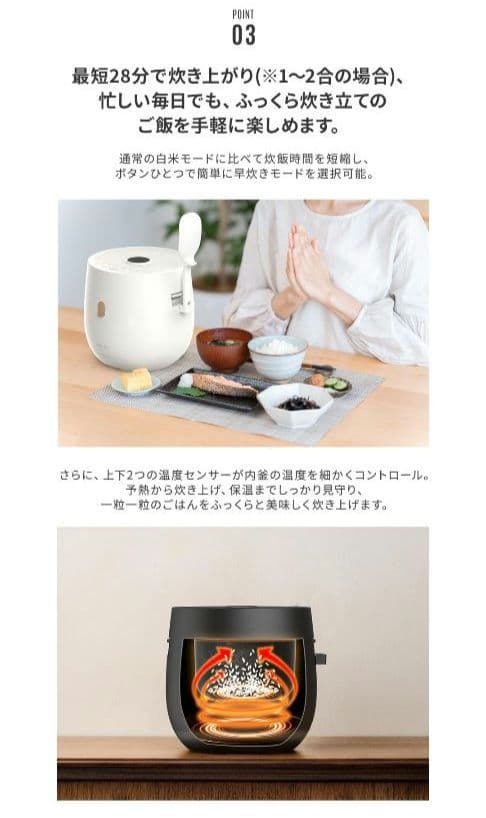 エペイオス(Epeios 炊飯器 4合炊き 低温調理 早炊き マイコン おしゃれ