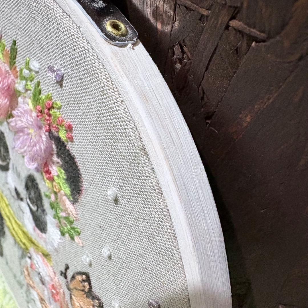琥*ん様 刺繍フレーム❁⃘16cm　パンダ　うさぎ置き型　壁掛け　レトロ　プレゼ