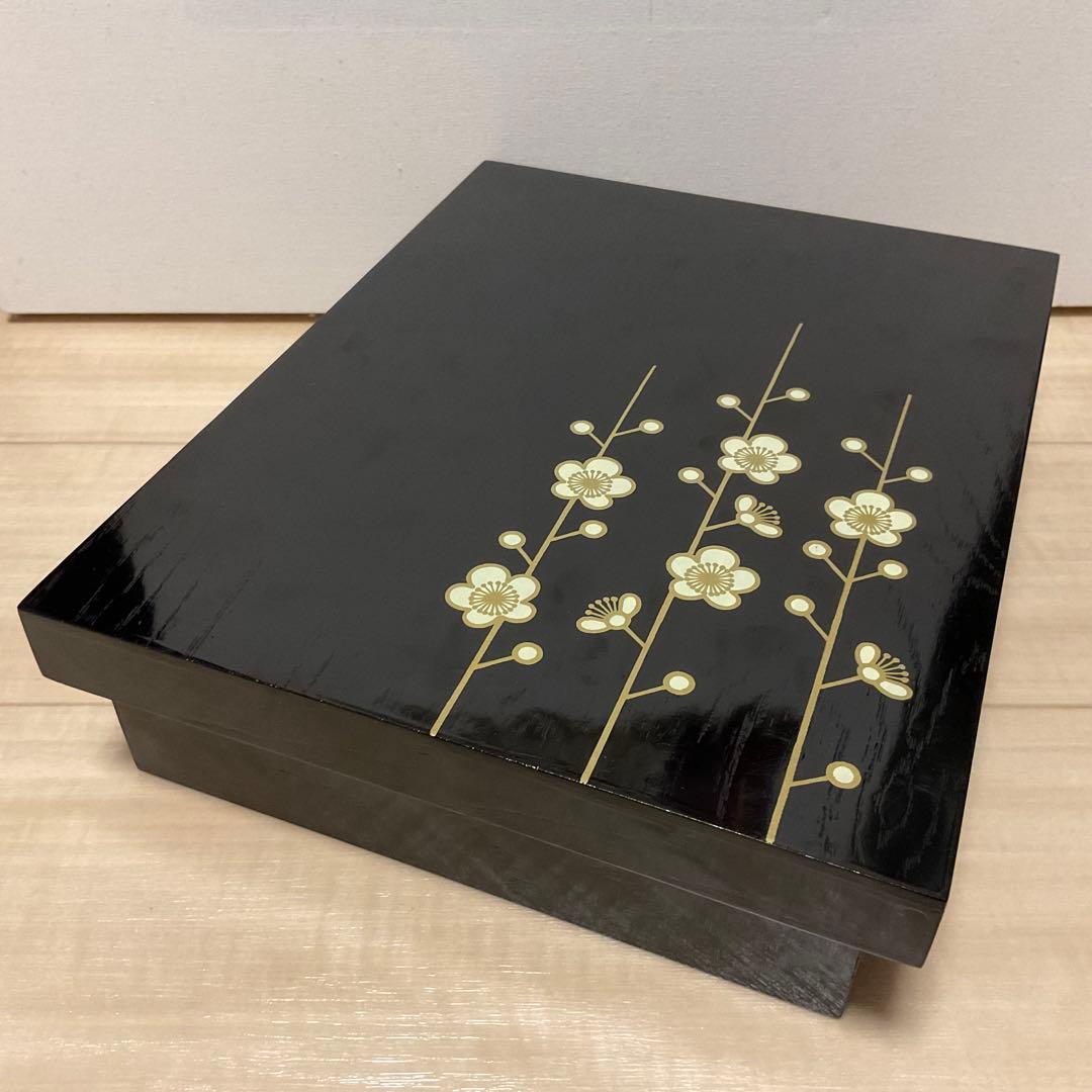 紀州漆器 切溜 五段入れ子 梅蒔絵 内朱塗り 重箱 美品