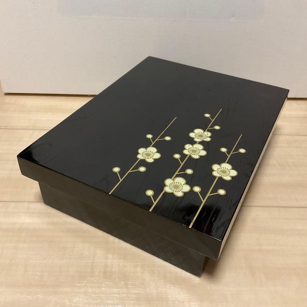 紀州漆器 切溜 五段入れ子 梅蒔絵 内朱塗り 重箱 美品