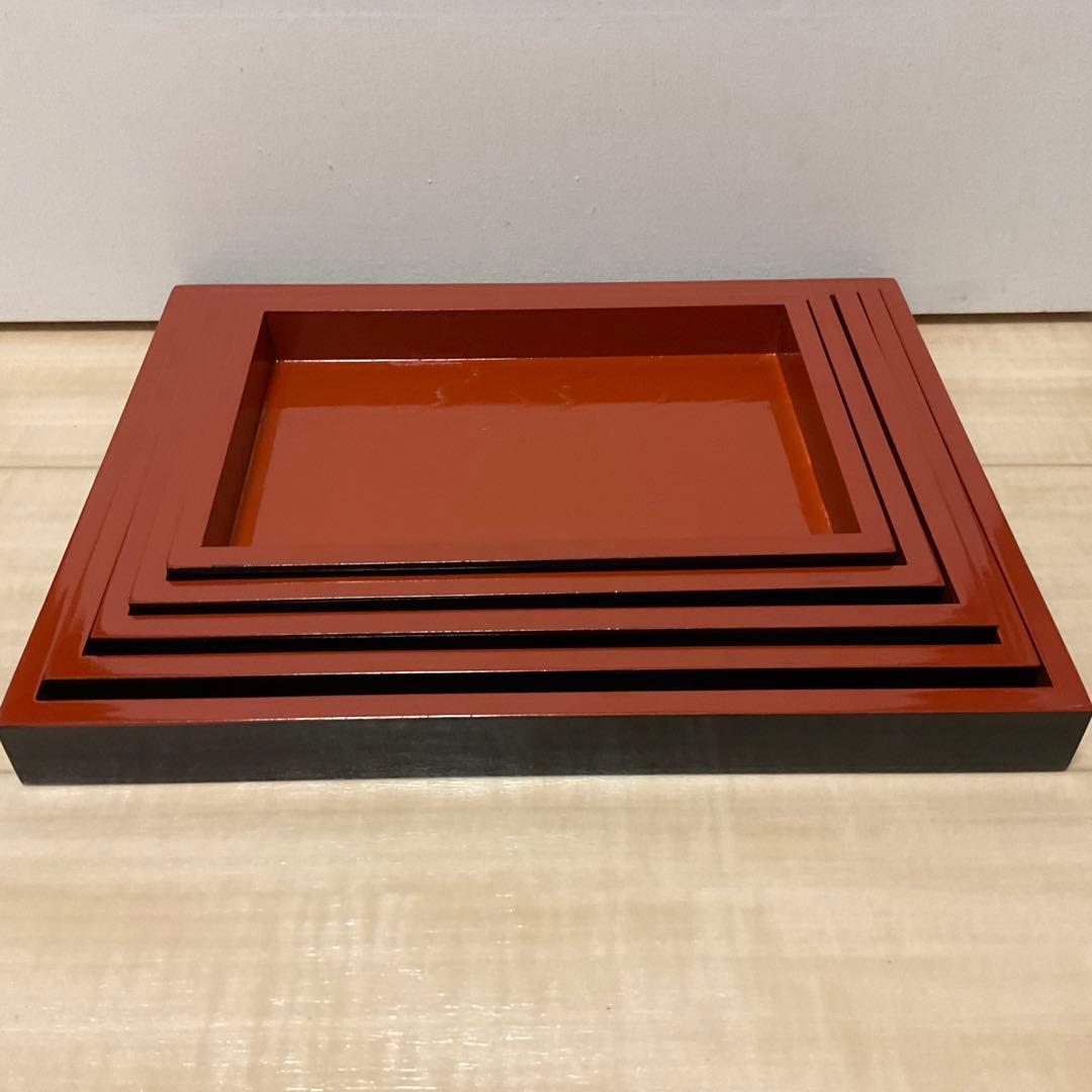 紀州漆器 切溜 五段入れ子 梅蒔絵 内朱塗り 重箱 美品