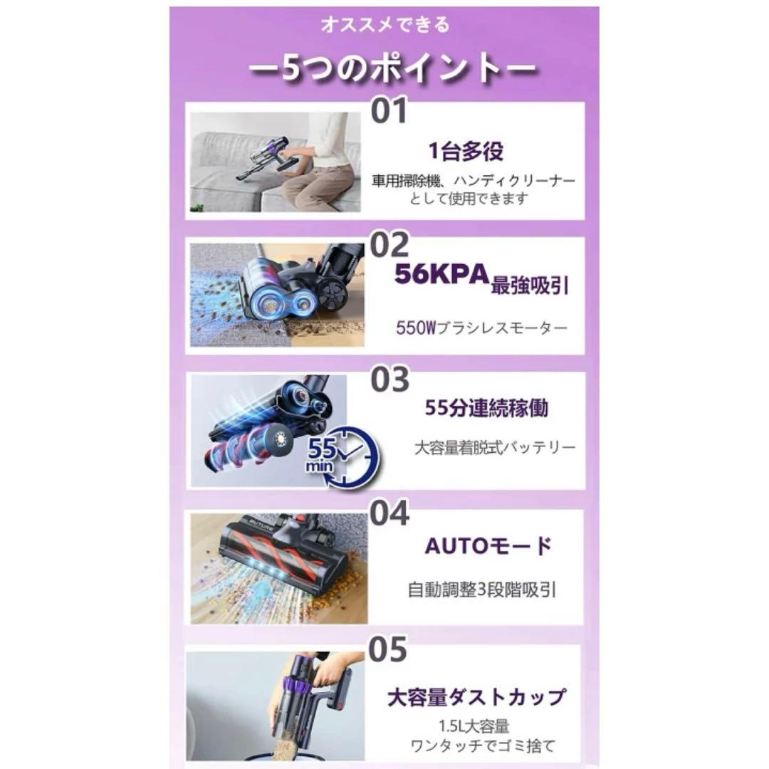 BUTURE VC70 掃除機 コードレス サイクロン ハンディ 急速充電