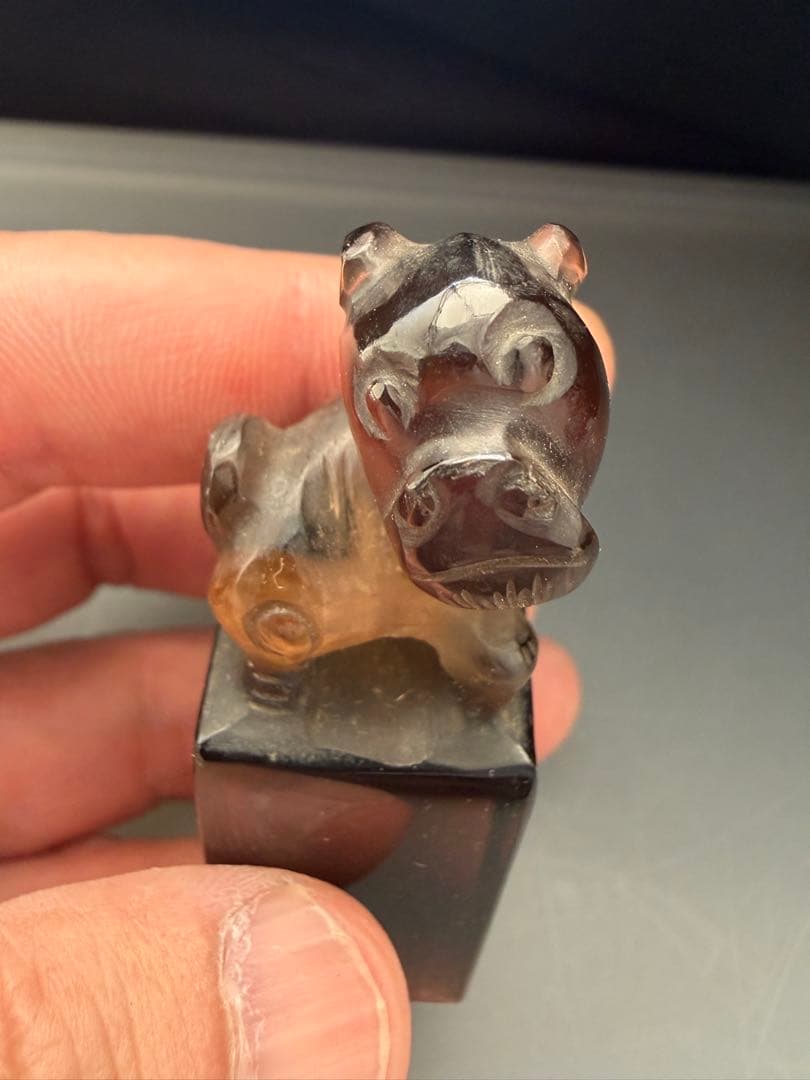 【中国美術】篆刻 印材 2点 獅子・瑞獣彫刻 寿山石 瑪瑙 書道具