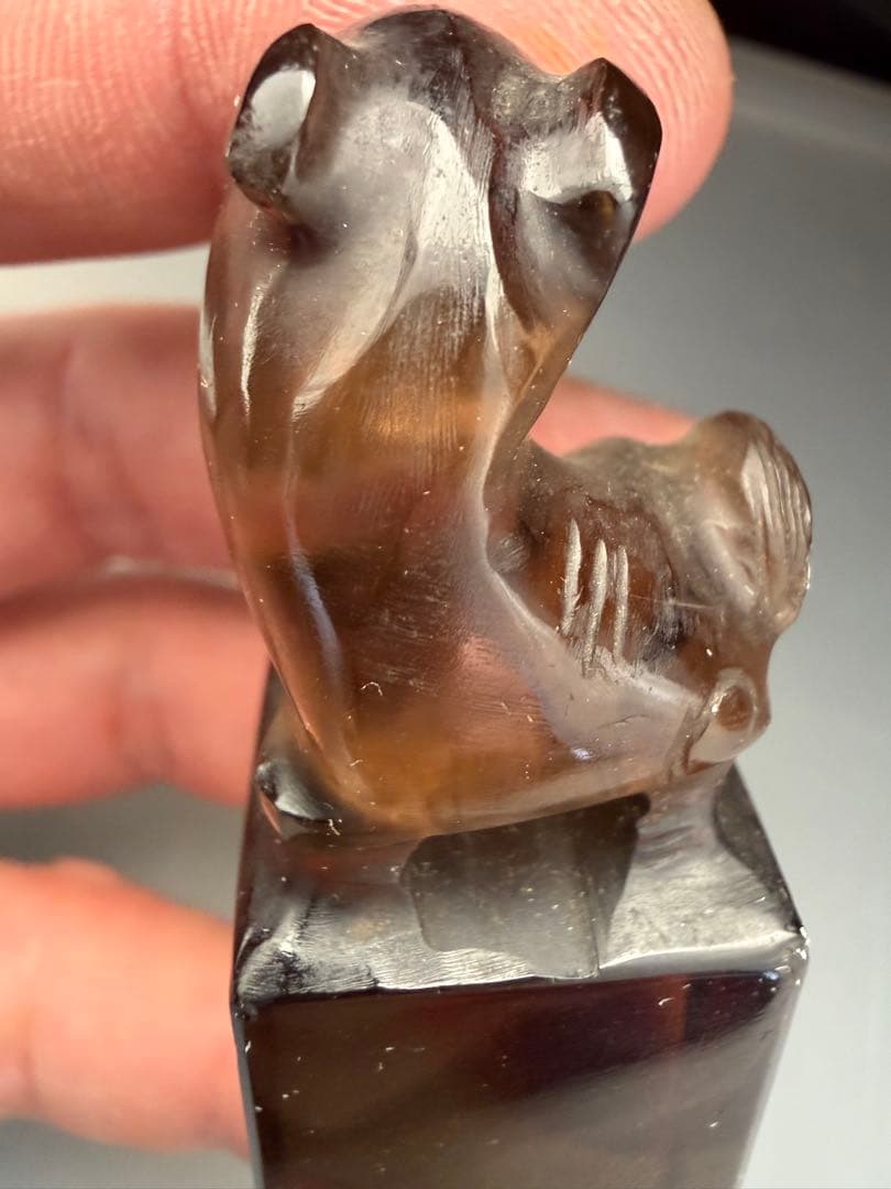 【中国美術】篆刻 印材 2点 獅子・瑞獣彫刻 寿山石 瑪瑙 書道具