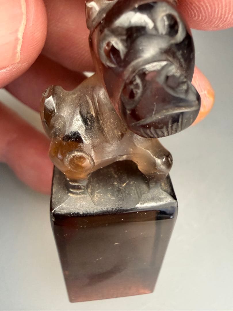 【中国美術】篆刻 印材 2点 獅子・瑞獣彫刻 寿山石 瑪瑙 書道具