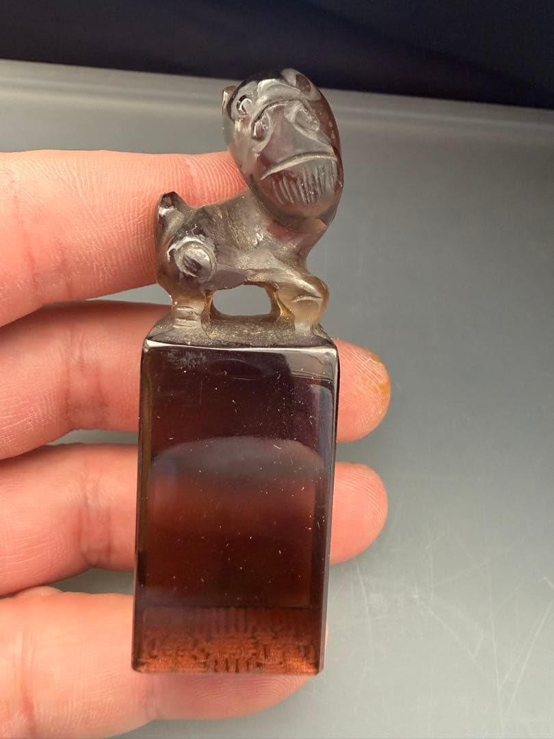 【中国美術】篆刻 印材 2点 獅子・瑞獣彫刻 寿山石 瑪瑙 書道具