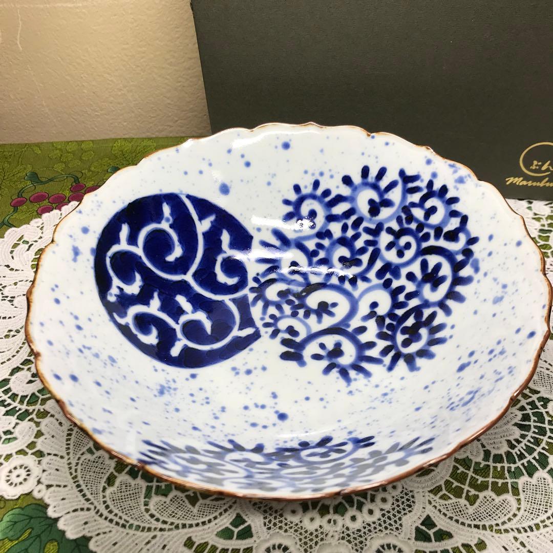 福泉窯　丸紋唐草　菓子鉢　共箱入り