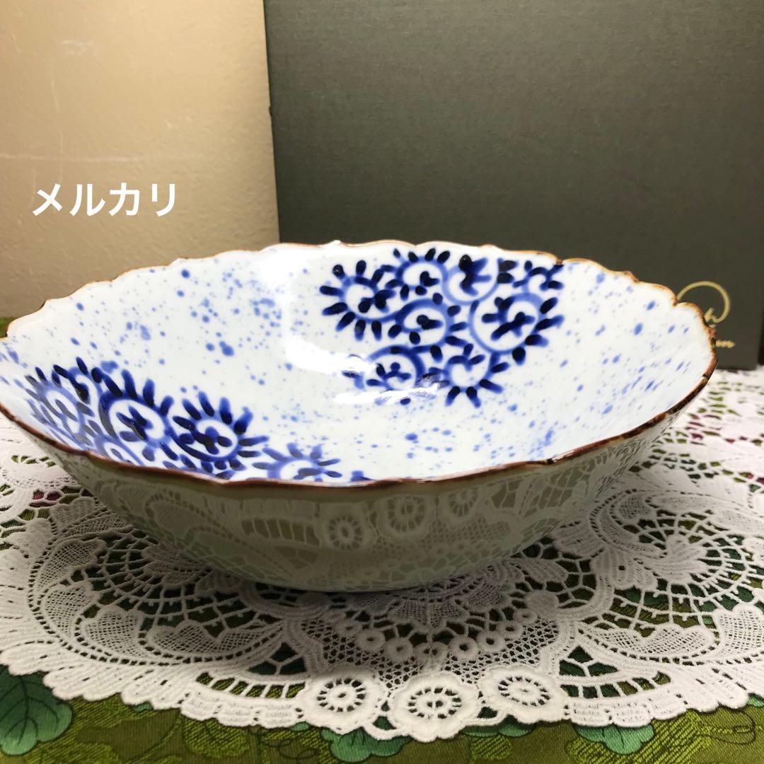 福泉窯　丸紋唐草　菓子鉢　共箱入り