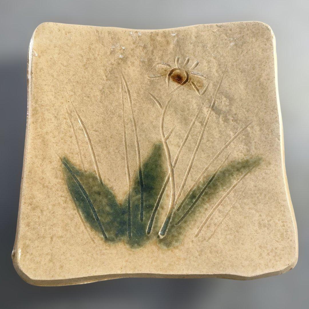 A1367-5/北大路魯山人/祥山 造/美食道楽黄瀬戸あやめ文四方皿5客/共箱/