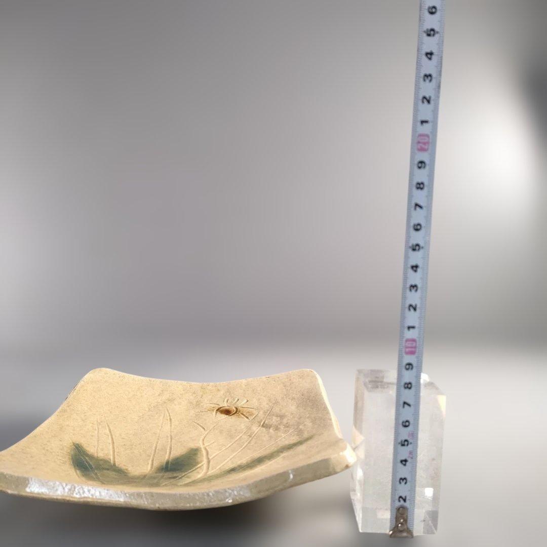 A1367-5/北大路魯山人/祥山 造/美食道楽黄瀬戸あやめ文四方皿5客/共箱/