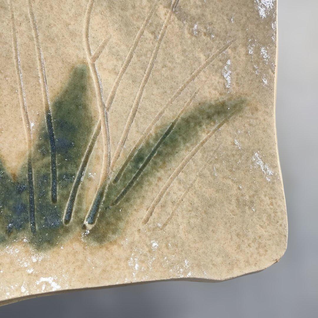 A1367-5/北大路魯山人/祥山 造/美食道楽黄瀬戸あやめ文四方皿5客/共箱/