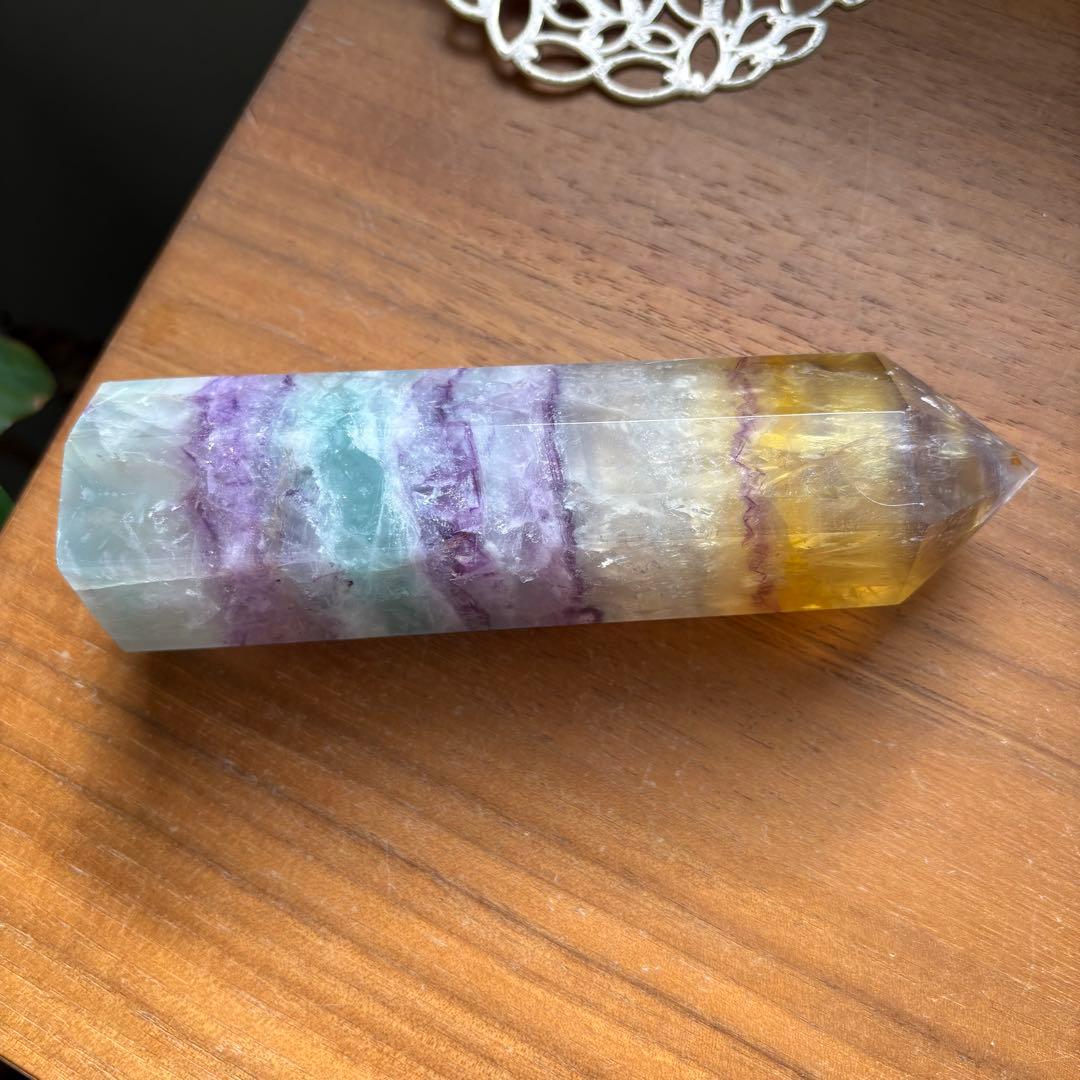 大型 天然石 レインボーフローライト タワー高さ約15センチ