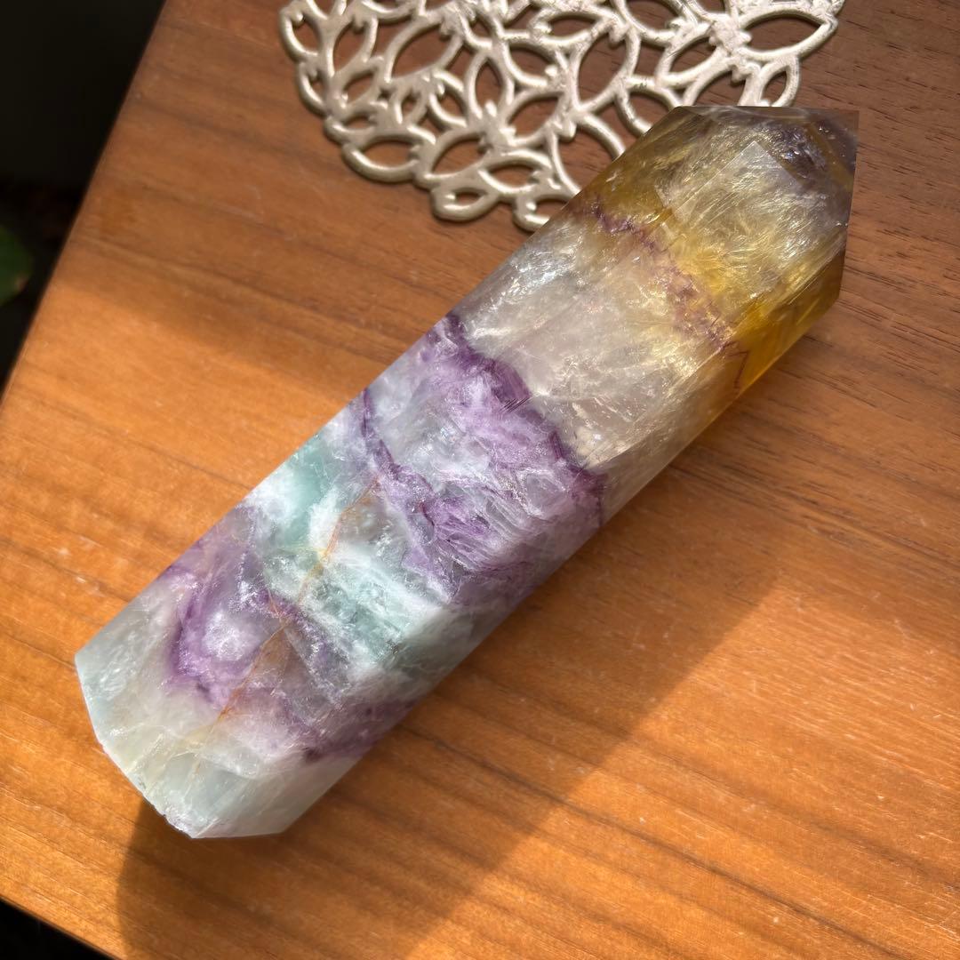 大型 天然石 レインボーフローライト タワー高さ約15センチ