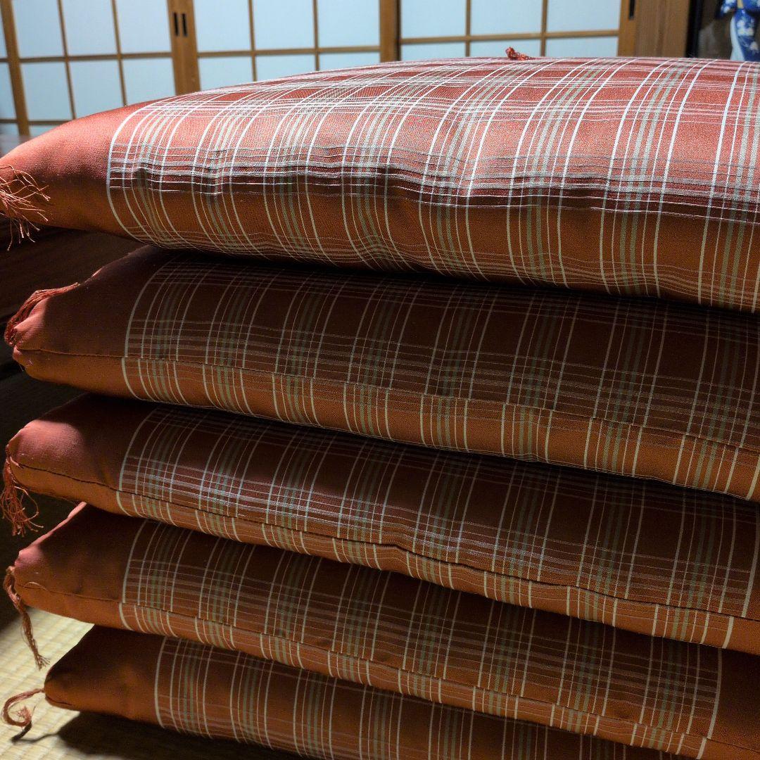 八端判 座布団 ピンク系 チェック柄 5枚組 百貨店購入 新品未使用