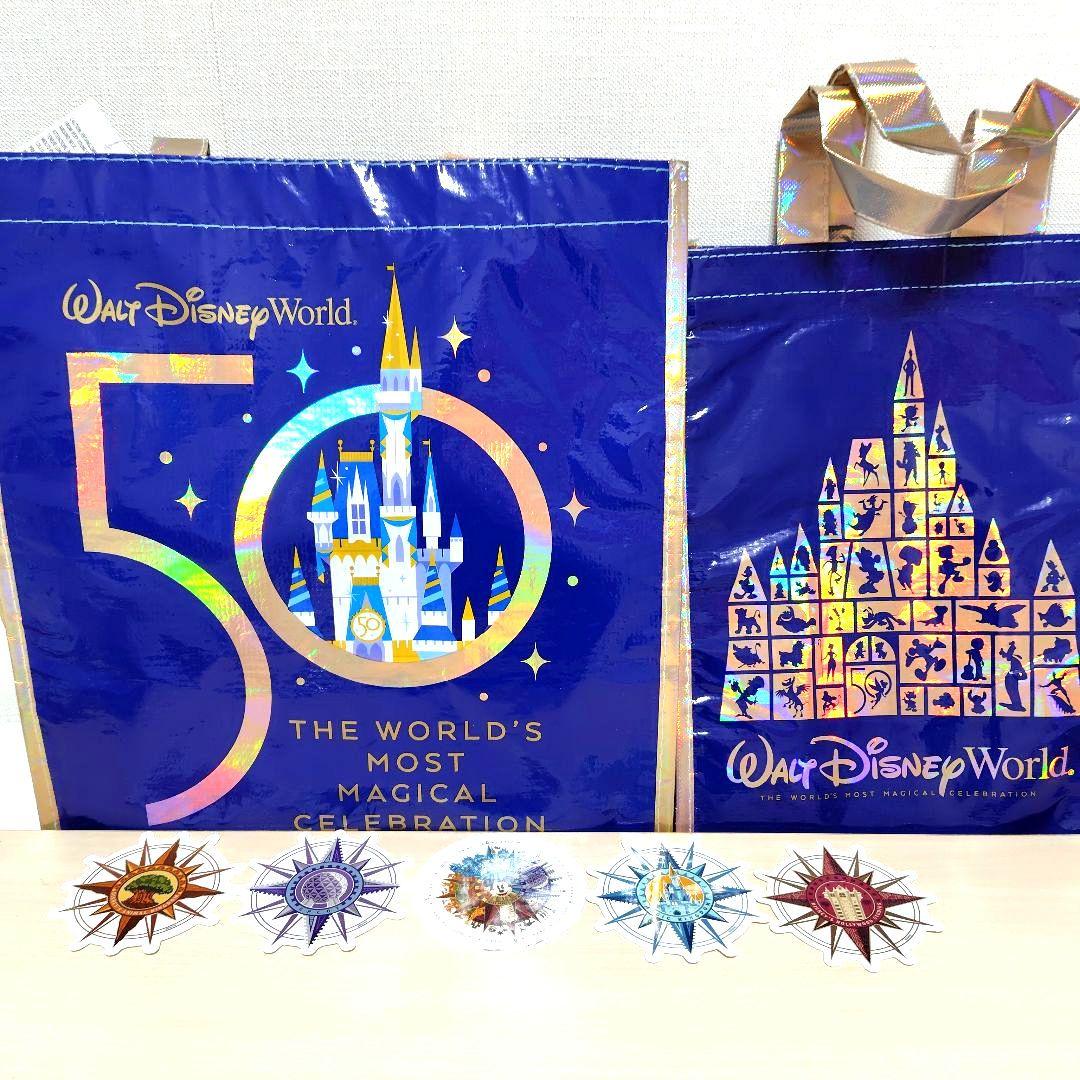 ウォルトディズニー50周年バッグ＆WDWステッカー5枚＆ガイドマップ