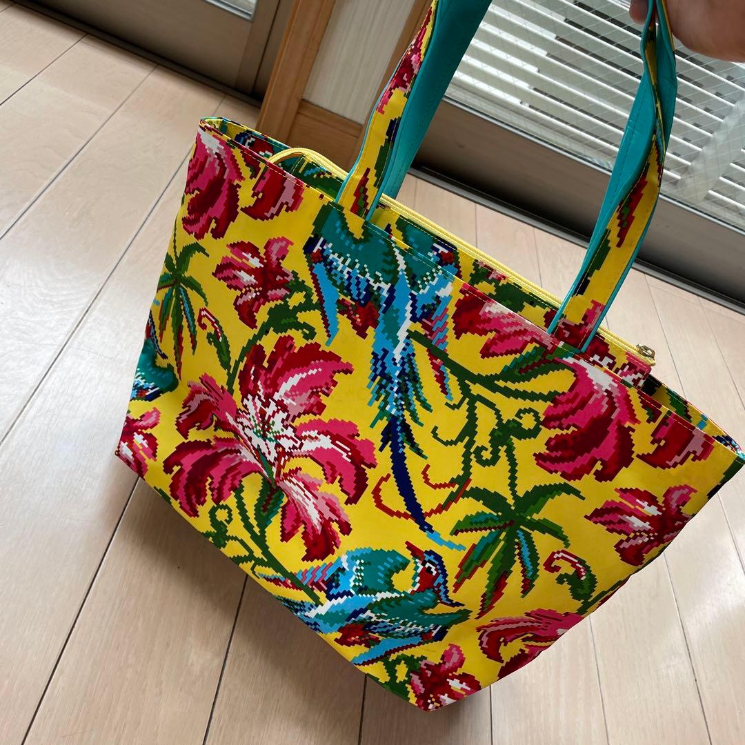 059未使用　FEILER花と鳥プリント トートバッグ