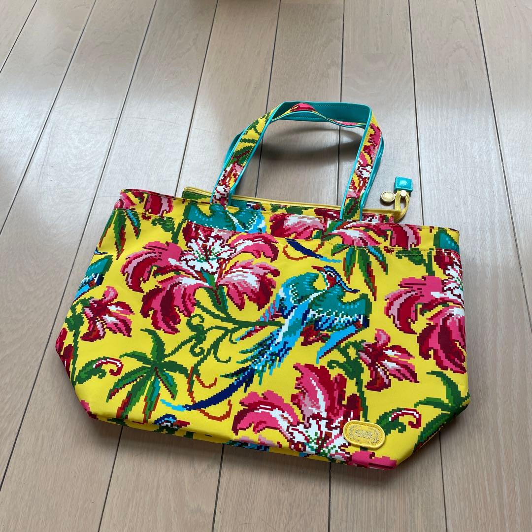 059未使用　FEILER花と鳥プリント トートバッグ