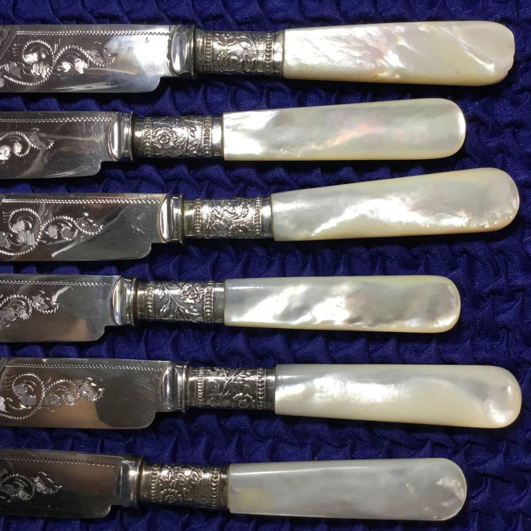 マザーオブパール◆カトラリー12本セット◆白牒貝 シルバープレート アンティーク