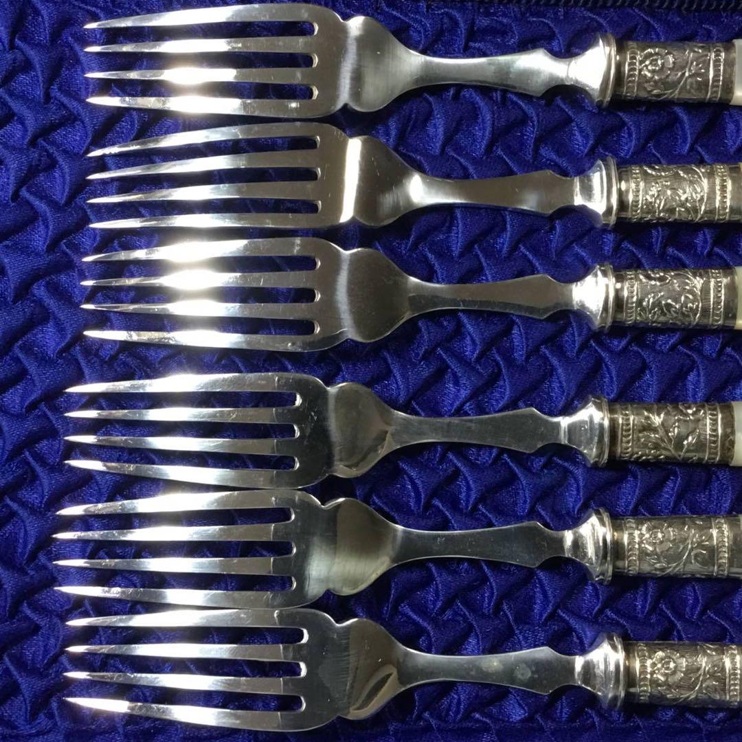 マザーオブパール◆カトラリー12本セット◆白牒貝 シルバープレート アンティーク