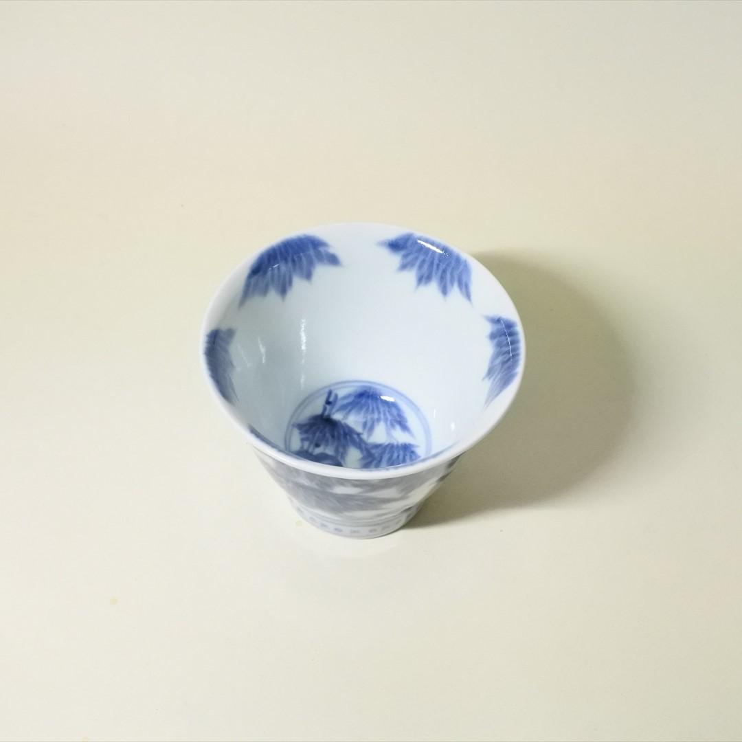 江戸中期～後期　古伊万里　染付　七賢人　大猪口　８客　骨董品　アンティーク