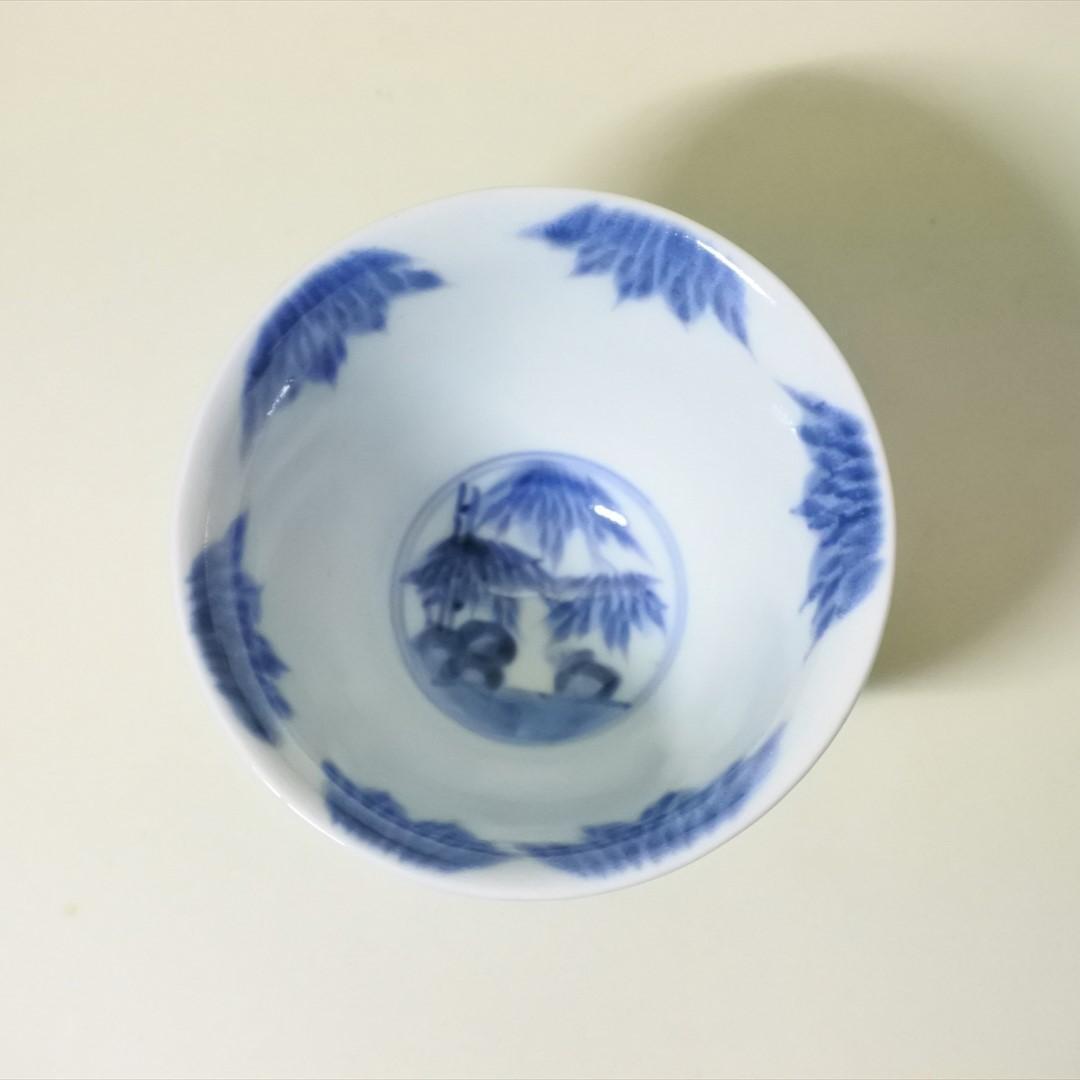 江戸中期～後期　古伊万里　染付　七賢人　大猪口　８客　骨董品　アンティーク