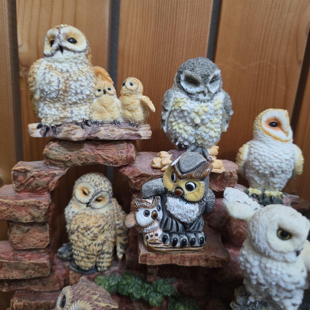11羽　フクロウの置物 インテリア装飾品