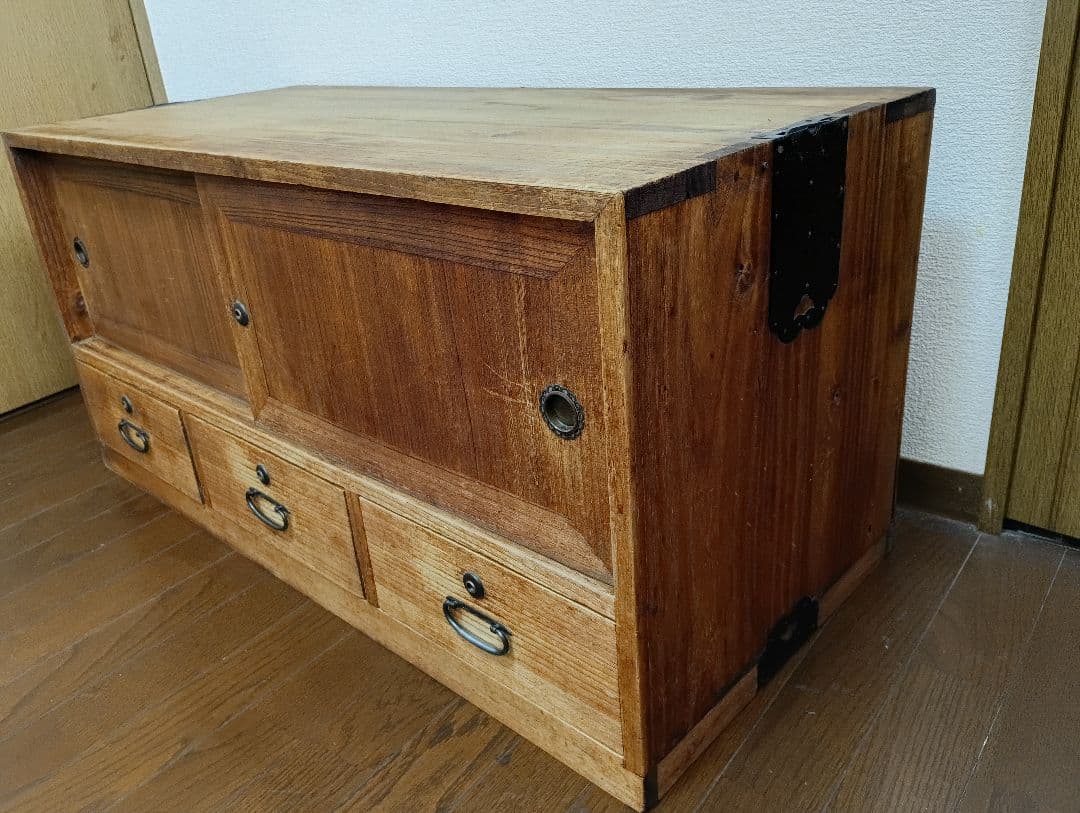 桐箪笥1段目　アンティーク　キャビネット　引き出し収納家具　大正　昭和レトロ